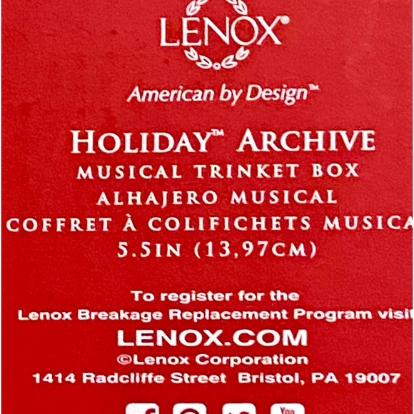 BNIB LENOX HOLIDAY ARCHIVE MUSICAL TRINKET BOX - Picture 9 of 14